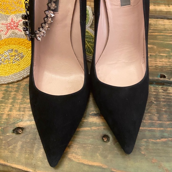 SJP By Sara Jessica Parker Lucid Suede Crystal Ankle Strap Heels - Picture 7 of 13